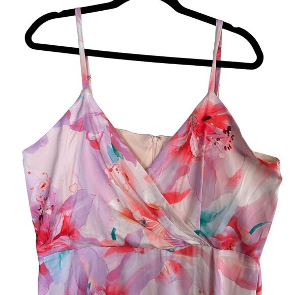 NEW (missing belt) Tahari Sleeveless Faux Wrapped Floral Dress Size L - Picture 2 of 6